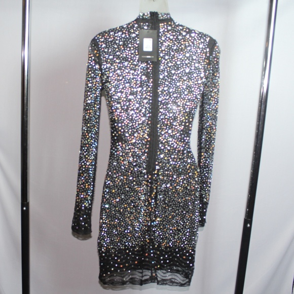 on a pedestal rhinestone mini dress